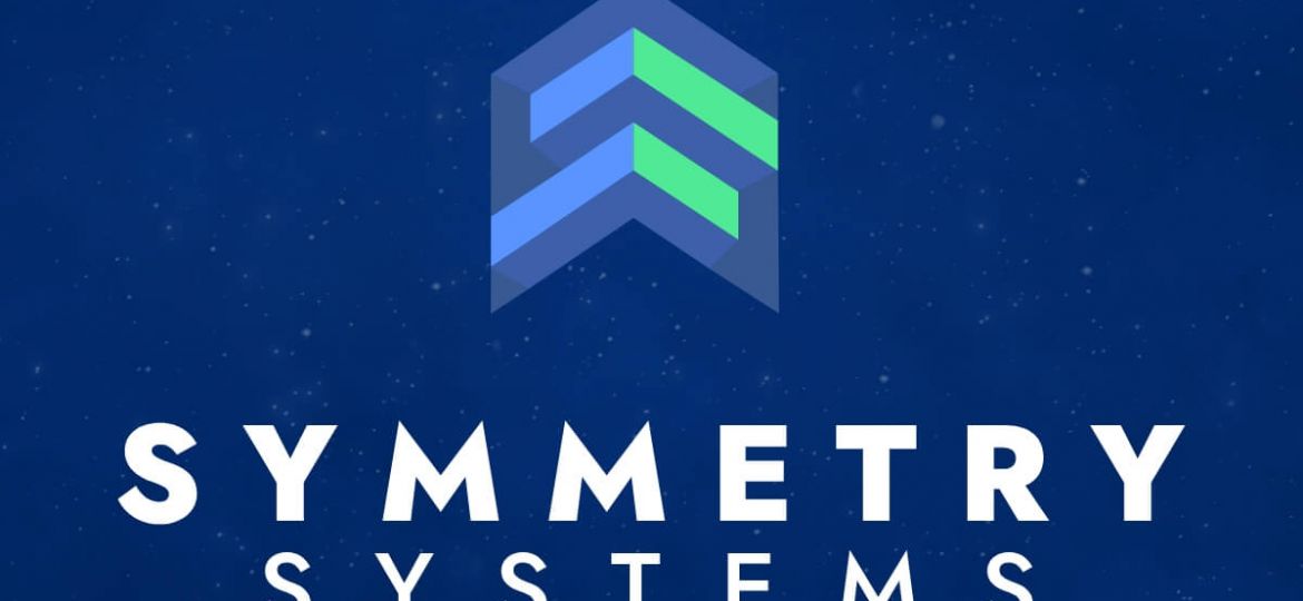 Vertical Symmetry Systems Logo on Blue Background