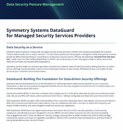 Symmetry Systems Resources Data Security Posture Management MSSP